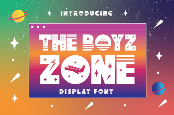 The Boyz Zone: A Bold Display Font With Playful Icon Details